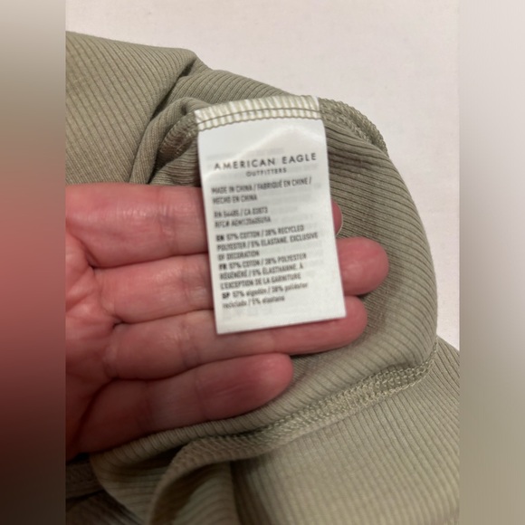 American Eagle, NWT, lace trim adjustable strap bodysuit, olive, XL - Picture 8 of 10